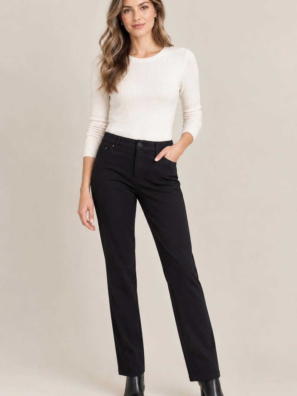 Calvin Klein Black Stretch Work Pants 14 Minimal Chic Quiet Luxury Old Money